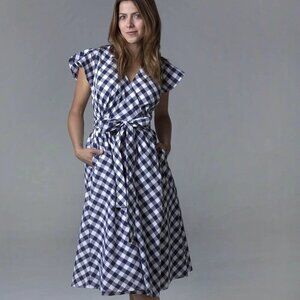 Hope & Henry Women's Short Sleeve Wrap Dress Size 10 Navy